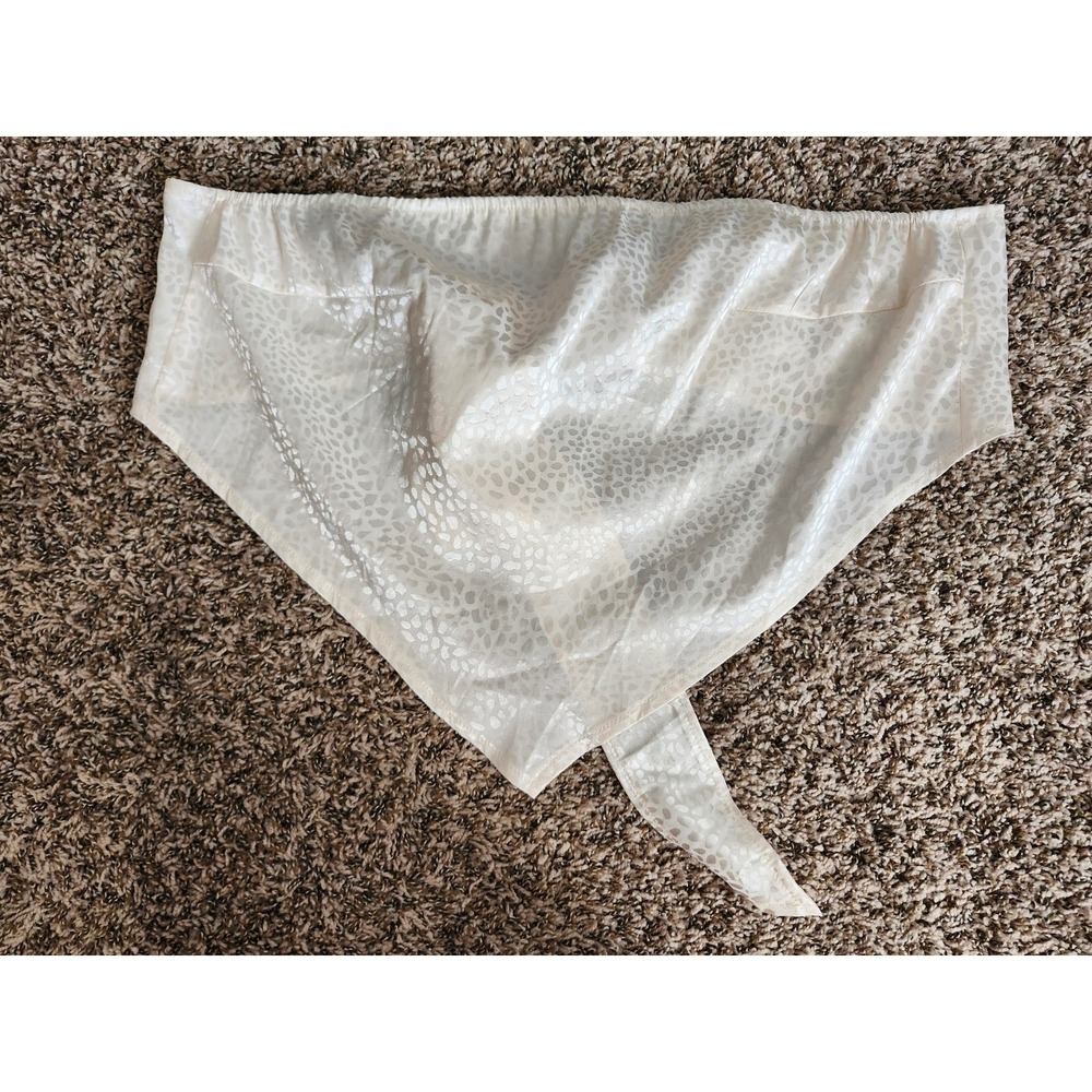 Shein Curve Unity Satin Jacquard Tie Back Crop Top Women's  Size 2XL Cream‎